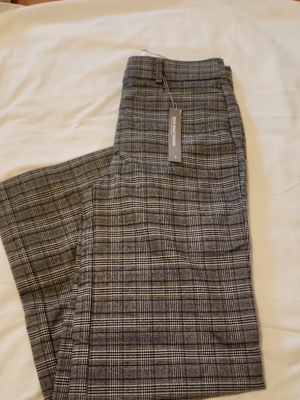 LOFT Gray Plaid Straight Leg Dress Pants